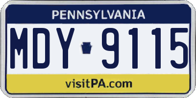 PA license plate MDY9115