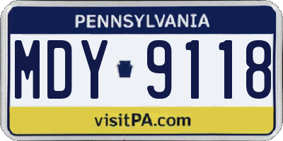 PA license plate MDY9118