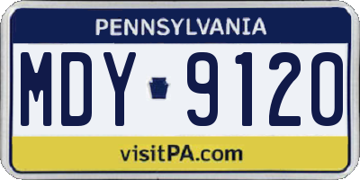 PA license plate MDY9120
