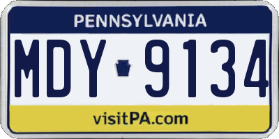 PA license plate MDY9134