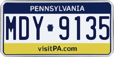 PA license plate MDY9135