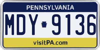 PA license plate MDY9136