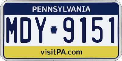 PA license plate MDY9151