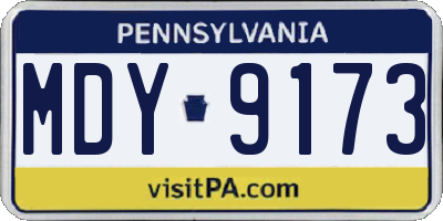 PA license plate MDY9173