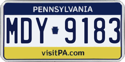 PA license plate MDY9183
