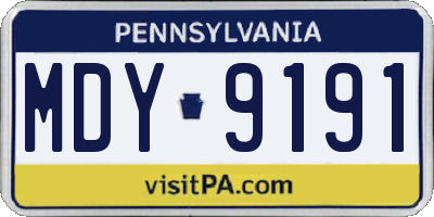 PA license plate MDY9191