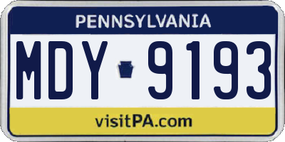 PA license plate MDY9193