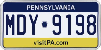 PA license plate MDY9198