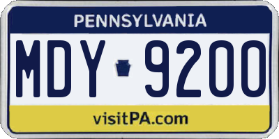 PA license plate MDY9200