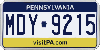 PA license plate MDY9215