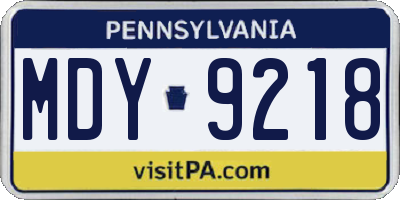 PA license plate MDY9218