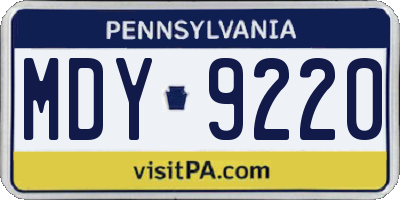 PA license plate MDY9220