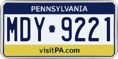 PA license plate MDY9221
