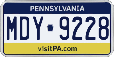 PA license plate MDY9228