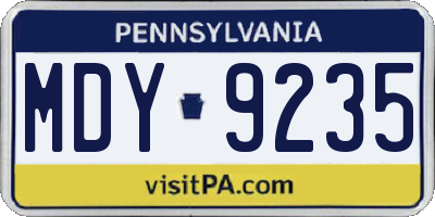 PA license plate MDY9235