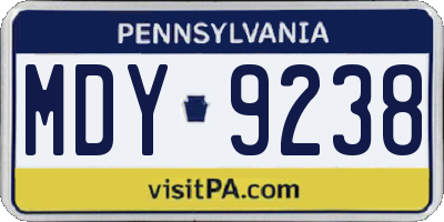 PA license plate MDY9238