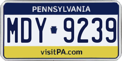 PA license plate MDY9239