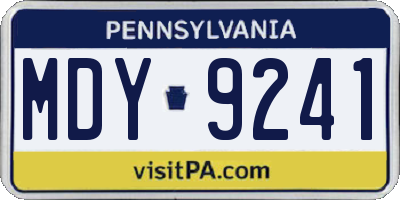 PA license plate MDY9241