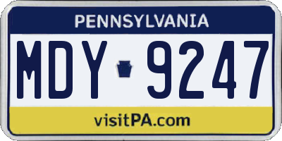 PA license plate MDY9247