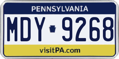 PA license plate MDY9268
