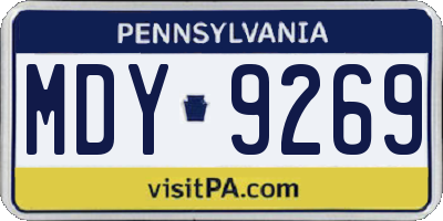 PA license plate MDY9269