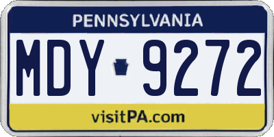 PA license plate MDY9272