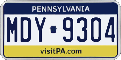 PA license plate MDY9304