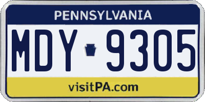 PA license plate MDY9305