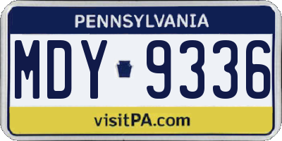PA license plate MDY9336