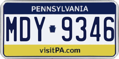 PA license plate MDY9346