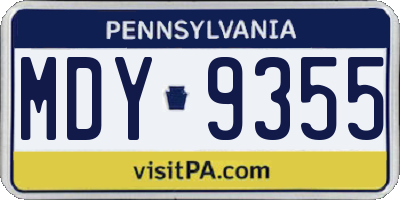 PA license plate MDY9355