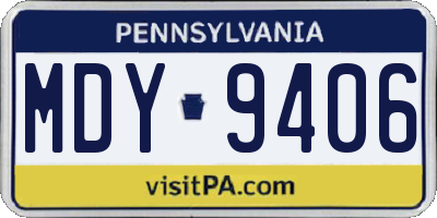 PA license plate MDY9406