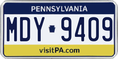 PA license plate MDY9409