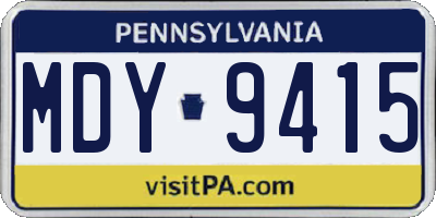 PA license plate MDY9415