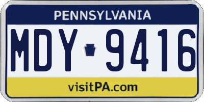 PA license plate MDY9416