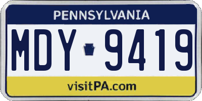 PA license plate MDY9419