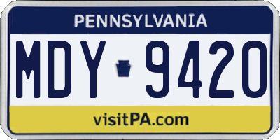 PA license plate MDY9420