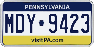 PA license plate MDY9423