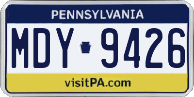 PA license plate MDY9426