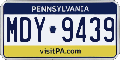 PA license plate MDY9439