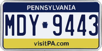 PA license plate MDY9443
