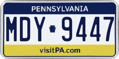 PA license plate MDY9447