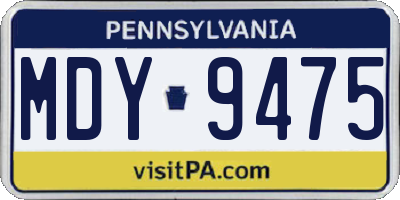 PA license plate MDY9475