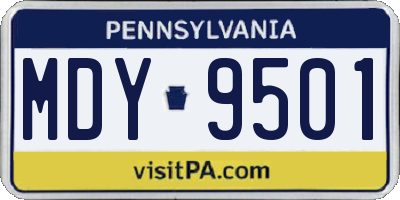 PA license plate MDY9501