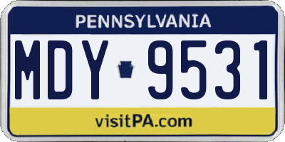 PA license plate MDY9531