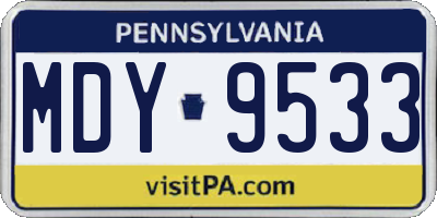 PA license plate MDY9533