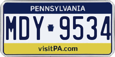 PA license plate MDY9534
