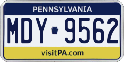 PA license plate MDY9562