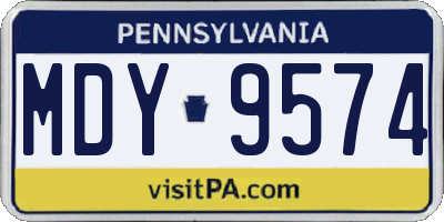 PA license plate MDY9574