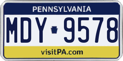 PA license plate MDY9578